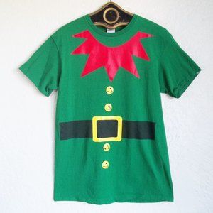 Christmas Kitsch Holiday ELF Santas Helper Graphic Cotton Tee Shirt T Shirt M